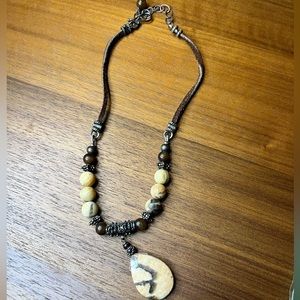 Stone and Leather cord necklace